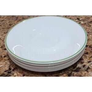 Corelle Saucers with Green Rim (Set Of 7)